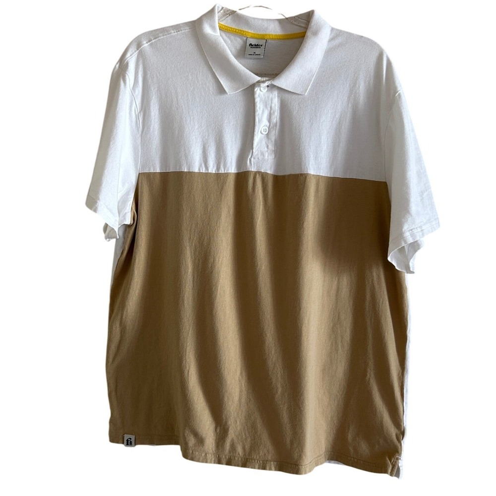 Fielder Bonobos Mens XL Colorblock Polo Shirt White Tan Short Sleeve Jersey